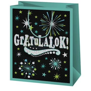 Exkluzív Gratulálok! mintás ajándéktáska 18x23x10cm