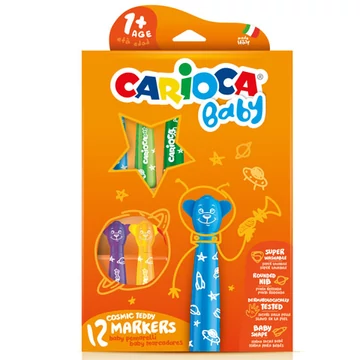 Carioca: Színes macis bébi filctoll 12db-os szett kimosható
