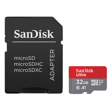 Sandisk microSD Ultra®kártya 32GB 120MB/s  A1 Class 10 UHS-I + adapter (186500)