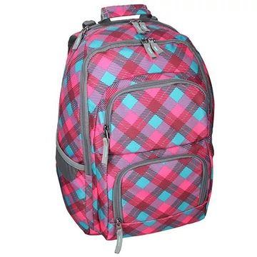Spirit: E-Bag pink és türkiz kockás lekerekített iskolatáska, hátizsák