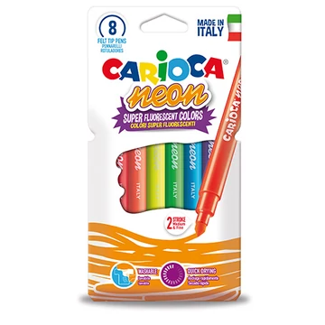 Fluoreszkáló neon színű filctoll 8 db-os készlet - Carioca