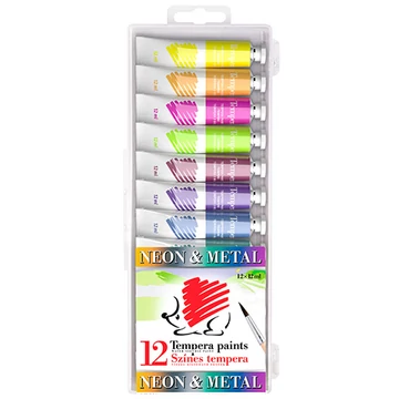 ICO: SÜNI Tempera Metál és Neon színek 12db-os csomag 12ml-es tubusok