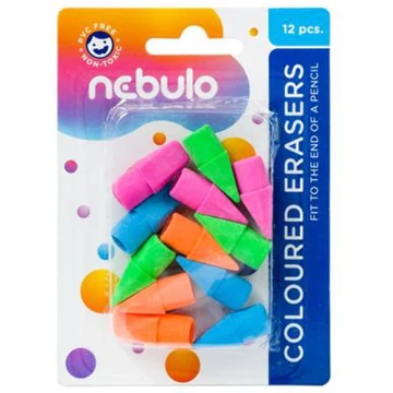 Nebulo: Színes ceruzavég radírok 12db-os szett