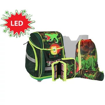 Spirit: T-Rex, 3D mintás, LED-es iskolatáska, hátizsák 5db-os szett