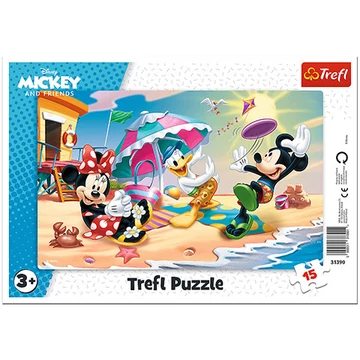 Mickey egér Szórakozás a tengerparton keretes puzzle 15db-os - Trefl
