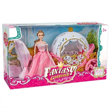 Fantasy Pompás hintó lóval és babával