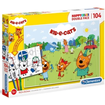 Ici pici cicák Double 2 az 1-ben 104db-os színezhető kétoldalas puzzle - Clementoni