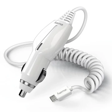 Hama autós töltő Micro USB, 1000mA - fehér (173612)