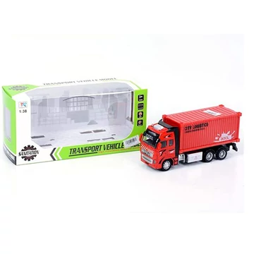 Konténeres teherautó jármű fénnyel 1/38