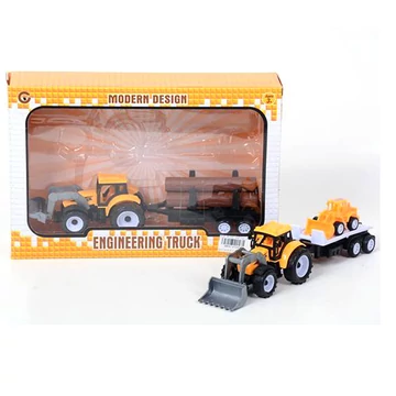 Dupla traktor sárga színben tartályos utánfutóval