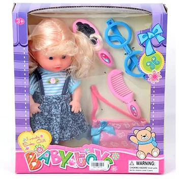 Baba szemüveggel és kiegészítőkkel 28cm