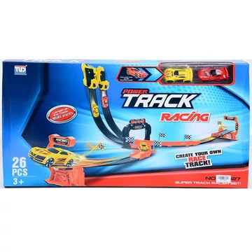 Power Track sport versenypálya hurokkal és két hátrahúzós kisautóval