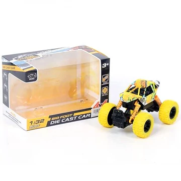 Off-Road hátrahúzós sárga rally autó 1/32