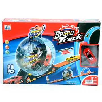 Speed Track 20db-os versenypálya hurokkal és hátrahúzható autóval 1/64