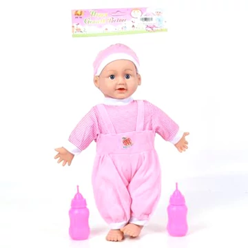 Rongytestű etethető baba kiegészítőkkel, hangeffektekkel 21cm