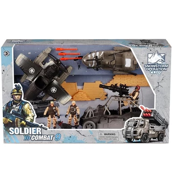 Soldier Force 9 Katonai játék szett hidroplánnal és kutyával