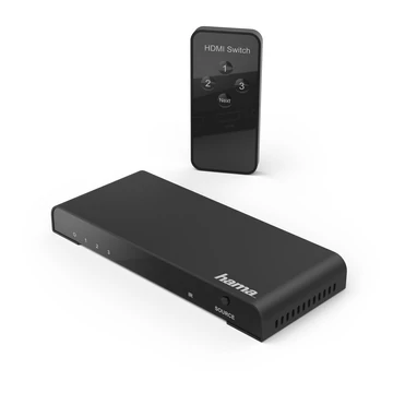 Hama HDMI switcher 3 aljzat (be)/1 dugó (ki), 4K, távirányítóval (121770)+B313