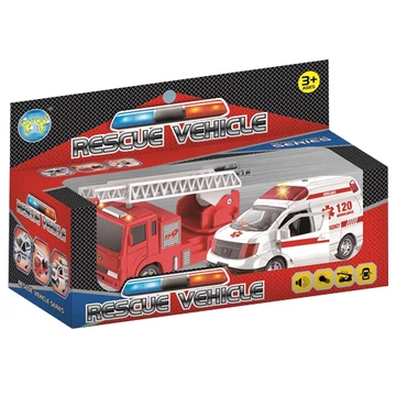 Rescue Vehicle 2db-os tűzoltó és mentőautó szett fénnyel és hanggal