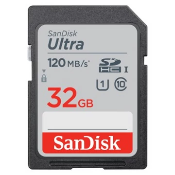 Sandisk SDHC Ultra SD memóriakártya 32GB 120MB/s CL10 UHS-I (186496)