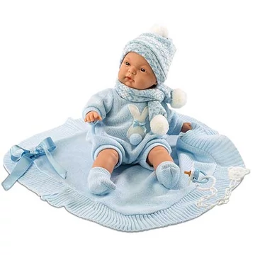 Újszülött fiú baba kék takaróval 38cm (38937)