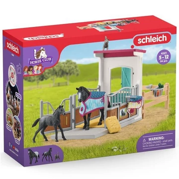Schleich: Horse Club - Lovas box kancával és csikóval játékszett (42611)