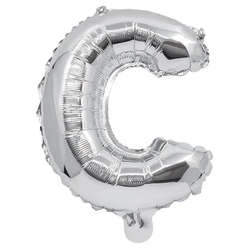 Betű formájú fólia lufi ezüst színben – C betű 32cm