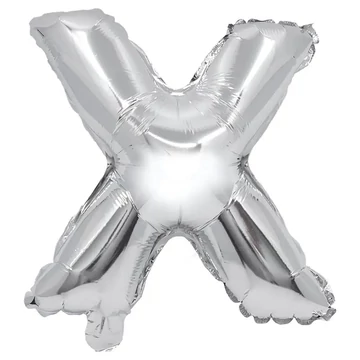 Betű formájú fólia lufi ezüst színben – X betű 32cm
