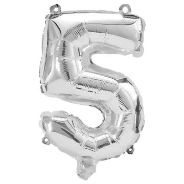 Számos fólia lufi ezüst színben – 5-ös szám 32cm