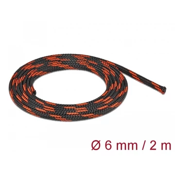 Delock Fonott kábelharisnya nyújtható 2 m x 6 mm fekete-piros
