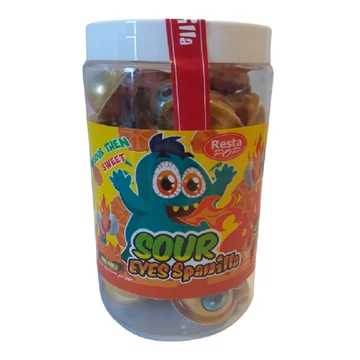 Spanilla Vegyesgyümölcs ízű savanyú töltött gumicukor golyó 30x10G