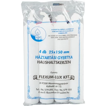 Háztartási natúr gyertya henger alakú 4*6,25 dkg