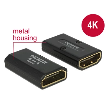 DELOCK High-Speed HDMI adapter Ethernet HDMI-A anya > HDMI-A anya 4K kimenet fordítóval fekete