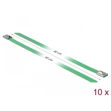 Delock Rozsdamentes Acél Kábelkötegek Hossza 400 x Szélesség 7,9 mm zöld 10 db.