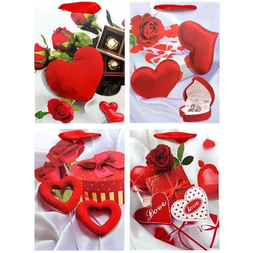 Szíves valentin papírtasak 26x32x10cm 72045