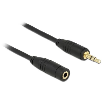 Delock hosszabbító kábel sztereó 3.5 mm jack 3 érintkezős apa > anya 0.5 méteres fekete