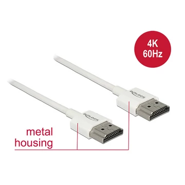 Delock HDMI-kábel Ethernettel - HDMI-A-csatlakozódugó > HDMI-A-csatlakozódugó, 3D, 4K,0,5 m, vékony