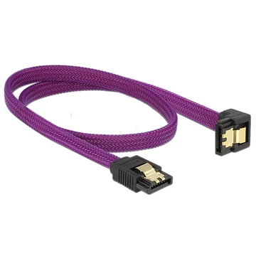 Delock SATA cable 6 Gb/s 50 cm down / straight metal purple Premium