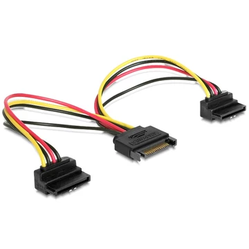 Delock SATA 15pin > 2x SATA HDD - tápkábel, forgatott