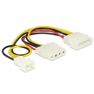 Delock Tápkábel 4 tűs apa> 1 x 4 tűs anya+ 1 x 3 tűs apa(fan) 14 cm