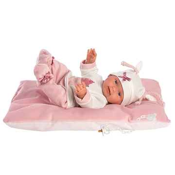 Llorens: Bebita újszülött 26cm-es baba rózsaszín párnával (26312)