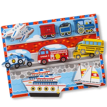 Járműves vastag fa formapuzzle 9 elemmel - Melissa & Doug