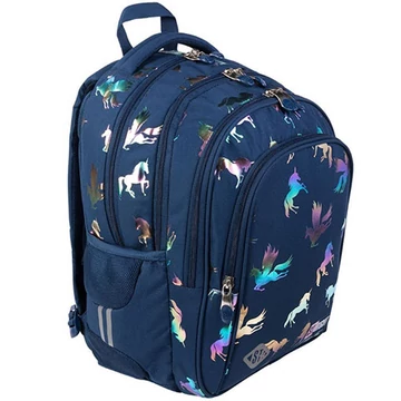 St.Right Holo Unicorns négyrekeszes iskolatáska hátizsák 17"