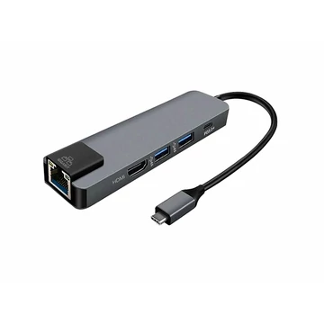 Thunder HBC-105, USB-C átalakító 5in1 + gyorstöltés (87W)