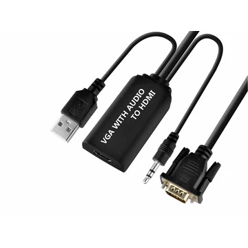 Thunder HDA-203, VGA-HDMI átalakító + audio + USB (rövid kábellel)