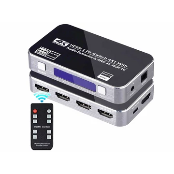 Thunder SWD-401, 4×1 4K HDMI kapcsoló, audio leválasztó, HDR, 3D, ARC + távirányító