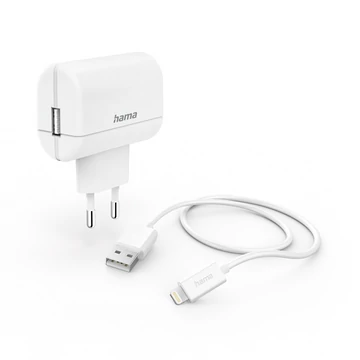 Hama FIC E3 hálózati töltő szett (2,4a) lightning usb type-c, 1m, fehér usb adatkábellel, fehér (201619)