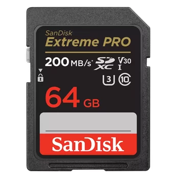 Sandisk sdxc extreme pro kártya 64gb, 200/90 mb/s , uhs-i, class 10, u3, v30 (121595)