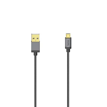 Hama micro usb kábel 480 mbps metál fekete 0,75m (200500)