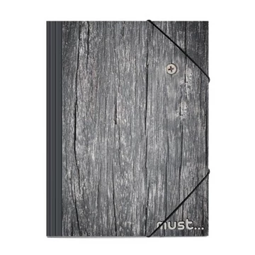 Must: Szürke fa mintás gumis mappa 25x35cm