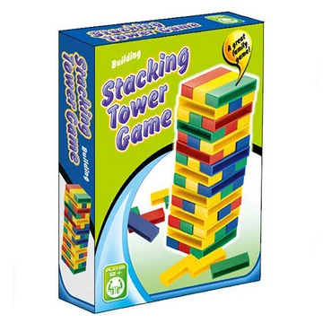 Színes toronyépítő jenga társasjáték